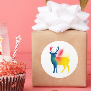 Colorful Spray Paint Deer Silhouette Stickers