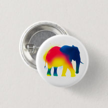 Colorful Spray Paint Elephant Round Button