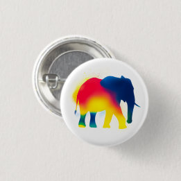 Colorful Spray Paint Elephant Round Button