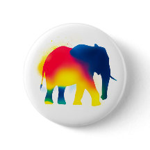 Colorful Spray Paint Elephant Round Button