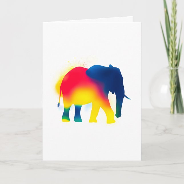 Colorful Spray Paint Elephant Silhouette Card (Front)