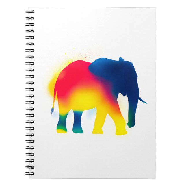 Colorful Spray Paint Elephant Silhouette Notebook (Front)