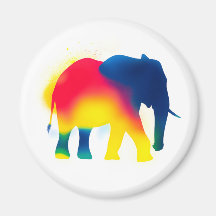 Colorful Spray Paint Elephant Silhouette Round