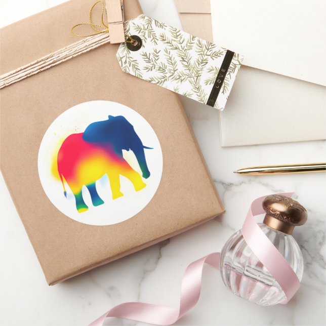 Colorful Spray Paint Elephant Silhouette Stickers (Gifting)