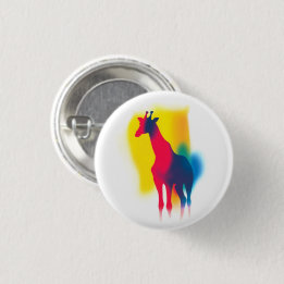 Colorful Spray Paint Giraffe Round Button