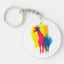 Colorful Spray Paint Giraffe Silhouette Round
