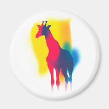 Colorful Spray Paint Giraffe Silhouette Round