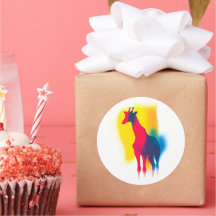 Colorful Spray Paint Giraffe Silhouette Stickers