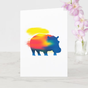 Colorful Spray Paint Hippopotamus Silhouette Card