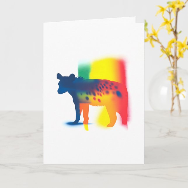 Colorful Spray Paint Hyena Silhouette Card (Yellow Flower)
