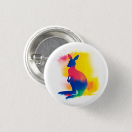 Colorful Spray Paint Kangaroo Round Button