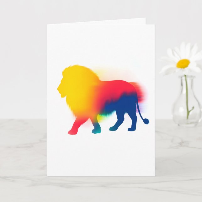 Colorful Spray Paint Lion Silhouette Card (Small Plant)