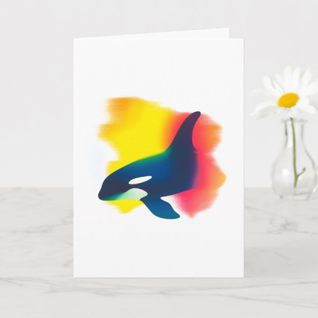 Colorful Spray Paint Orca Silhouette Card (Small Plant)