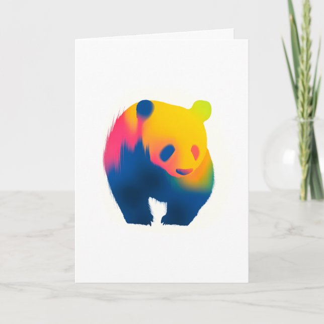 Colorful Spray Paint Panda Silhouette Card (Front)