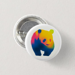 Colorful Spray Paint Panda Silhouette Round Button