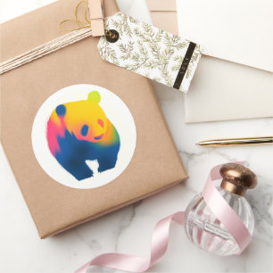 Colorful Spray Paint Panda Silhouette Stickers