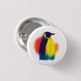 Colorful Spray Paint Penguin Round Button