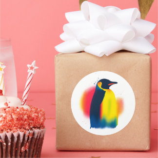 Colorful Spray Paint Penguin Silhouette Stickers
