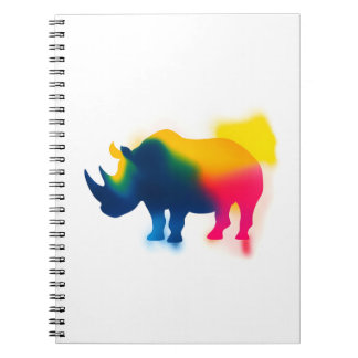 Colorful Spray Paint Rhinoceros Silhouette Notebook