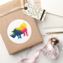 Colorful Spray Paint Rhinoceros Silhouette Sticker