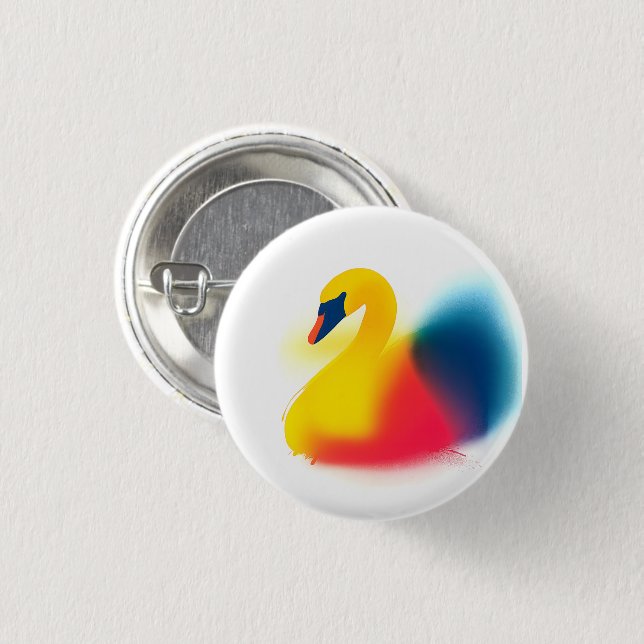 Colorful Spray Paint Swan Silhouette Round Button (Front & Back)