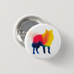 Colorful Spray Paint Wolf Silhouette Round Button