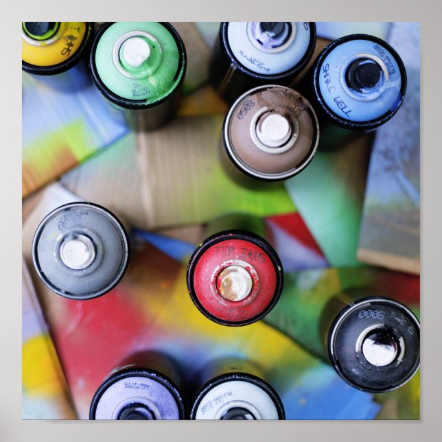 Colorful Spraycans Poster (Front)