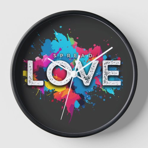 Colorful Spread Love Paint Splashed Clock