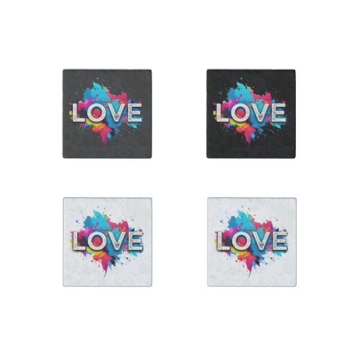 Colorful Spread Love Paint Splashed Stone Magnet