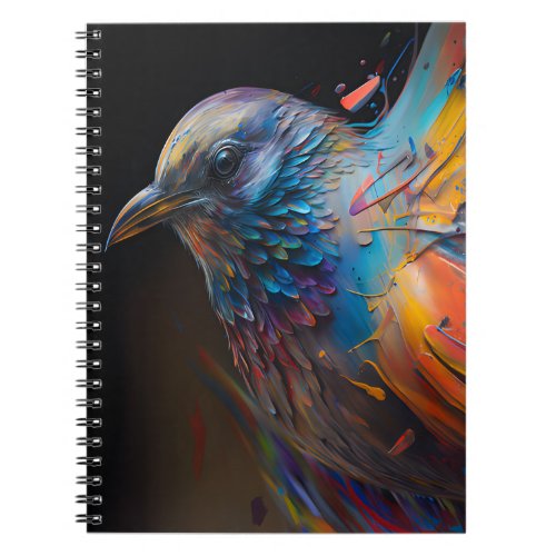 Colorful Spring Bird Splash Art Abstract Paintings Notebook