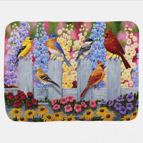 Colorful Spring Birds Garden Party Baby Blanket