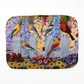 Colorful Spring Birds Garden Party Burp Cloth
