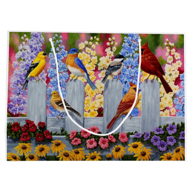 Colorful Spring Birds Garden Party Large Gift Bag (Back)