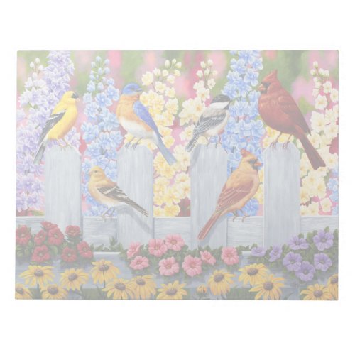 Colorful Spring Birds Garden Party Notepad