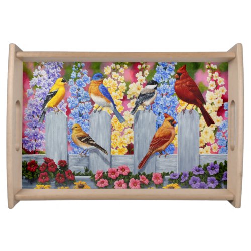 Colorful Spring Birds Garden Party Serving Tray