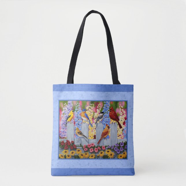 Colorful Spring Birds Garden Party Tote Bag (Front)