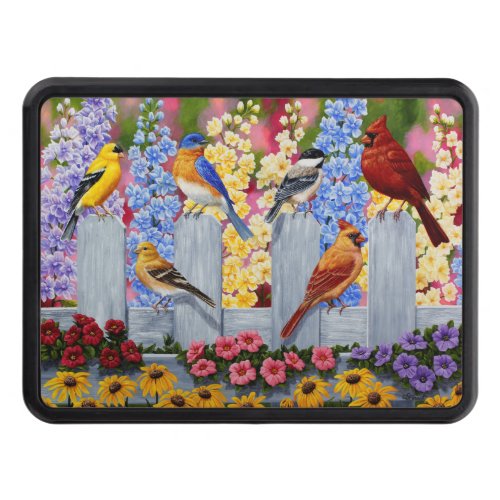 Colorful Spring Birds Garden Party Tow Hitch Cover