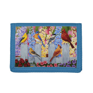 Colorful Spring Birds Garden Party Trifold Wallet