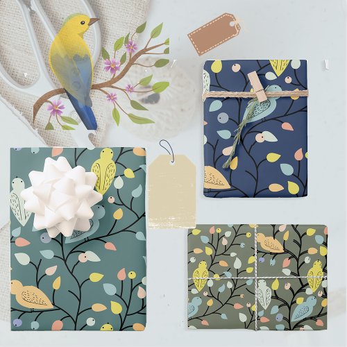 Colorful Spring Birds Wrapping Paper