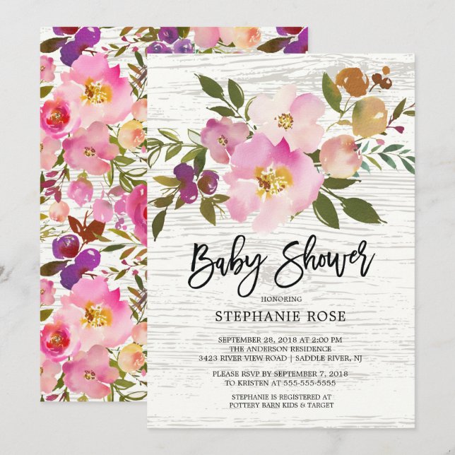 Colorful Spring Bouquet Baby Shower Invitation (Front/Back)