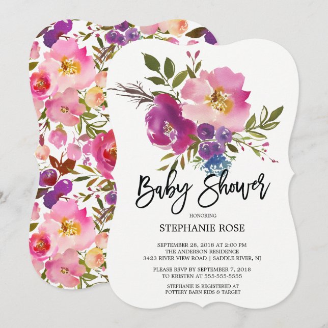 Colorful Spring Bouquet Baby Shower Invitation (Front/Back)