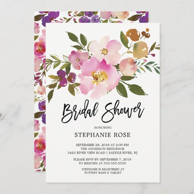 Colorful Spring Bouquet Bridal Shower Invitation (Front/Back)