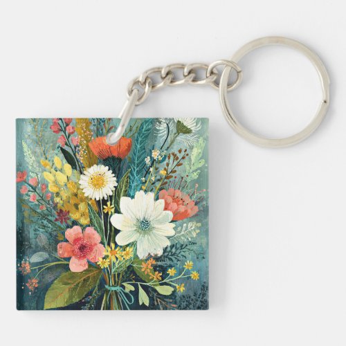 Colorful Spring Bouquet Keychain