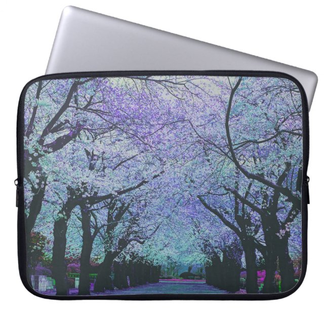 Colorful Spring Cherry Tree Blossom Landscape Laptop Sleeve (Front)