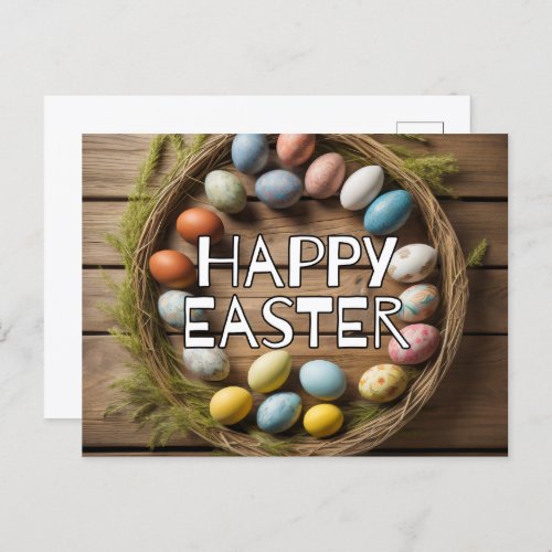 Colorful Spring Easter Egg Collage Postcard
