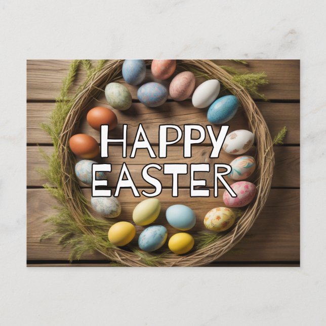 Colorful Spring Easter Egg Collage Postcard (Front)