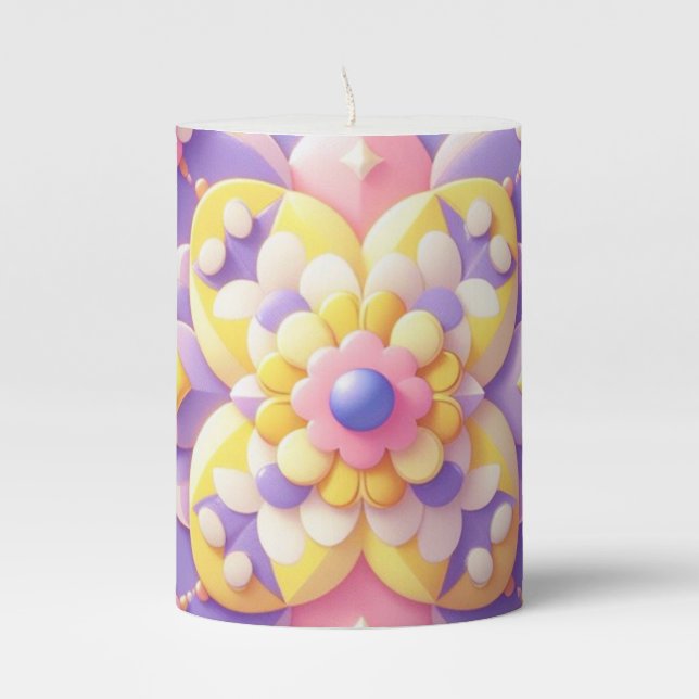colorful spring/Easter/princess pastel Pillar Candle (Front)