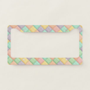 Colorful spring/Easter vintage patchwork quilt  License Plate Frame