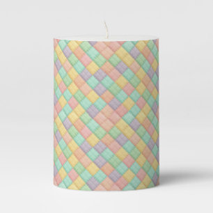 Colorful spring/Easter vintage patchwork quilt  Pillar Candle