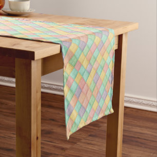 Colorful spring/Easter vintage patchwork quilt Short Table Runner